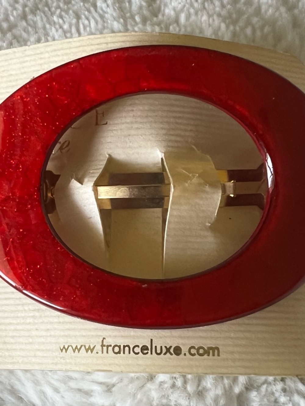 Red Oval Resin Hair Barrette